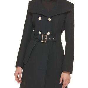 Elegant Black Double-Breasted Women's Coat